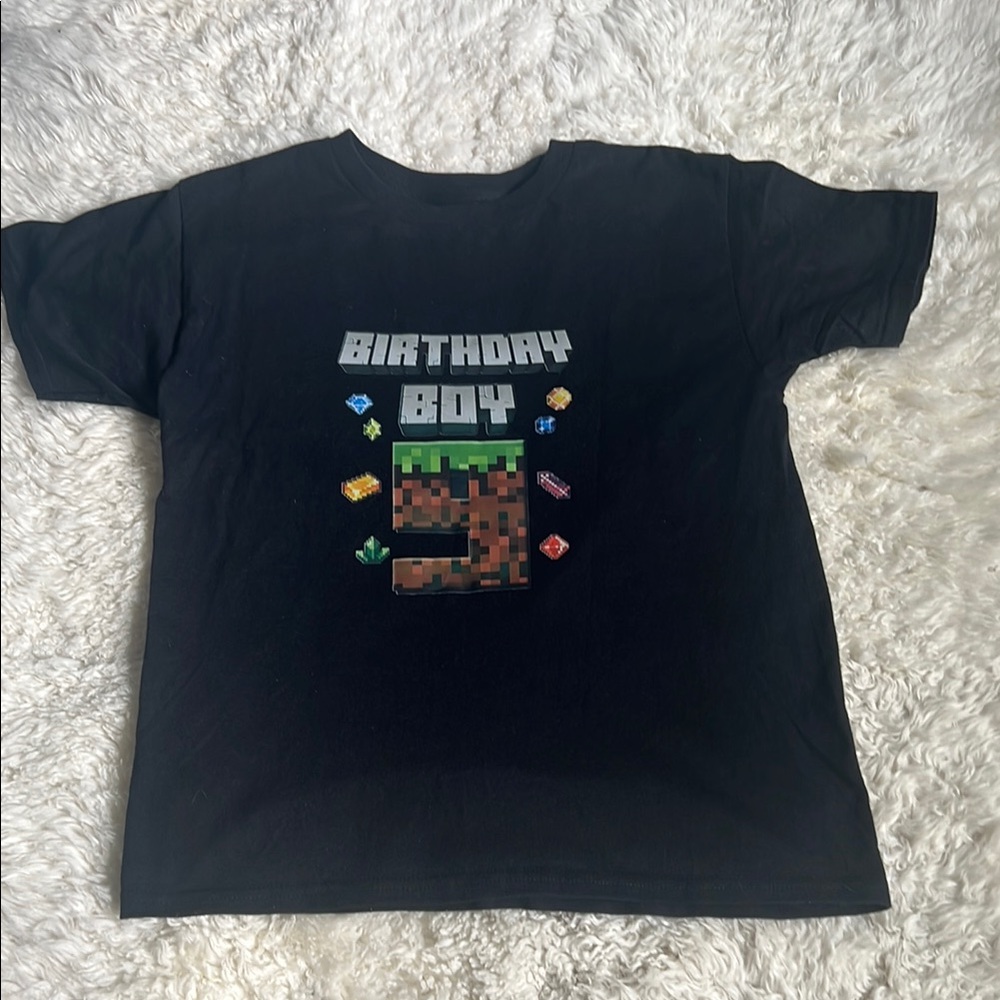 Minecraft Black Birthday Boy 9 Years T-Shirt